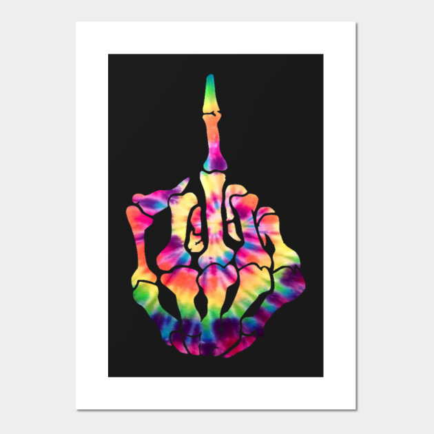 Skeleton Middle Finger Flipping the Bird Tie Dye Tee